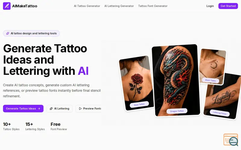 Screenshot of AIMakeTattoo