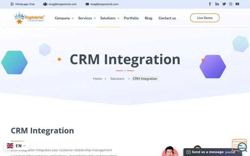 Screenshot of Custom CRM Solutions, a launch using JivoSite