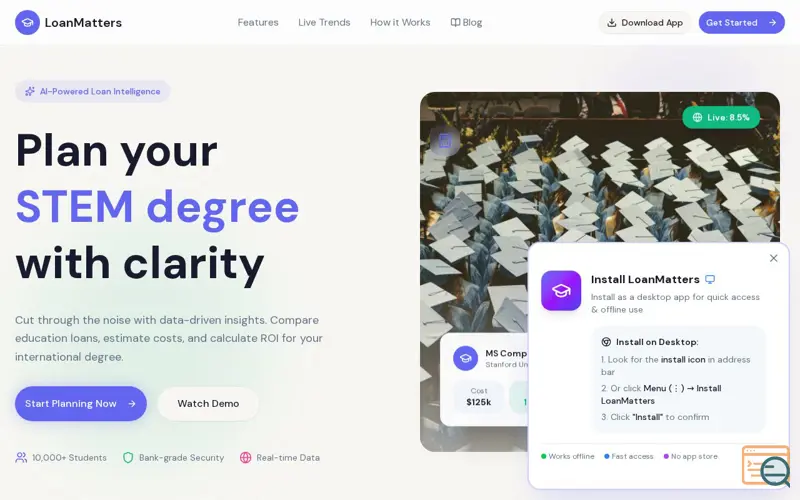 Screenshot of LoanMatters