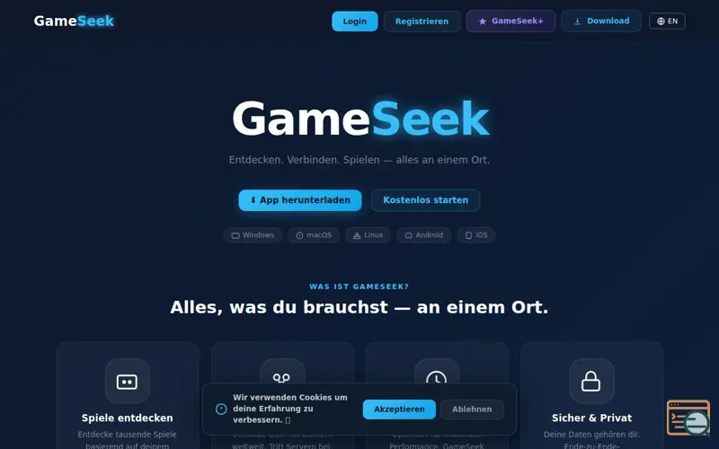 Screenshot of GameSeek