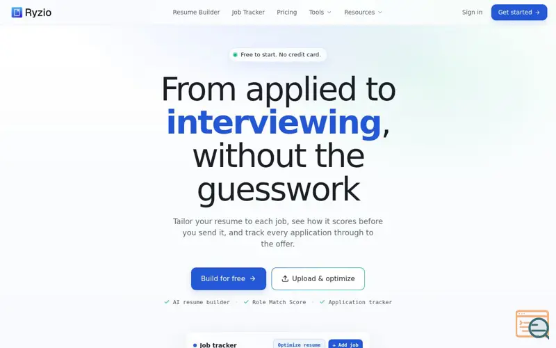 Screenshot of Ryzio — AI Job Application Workspace