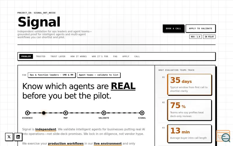 Screenshot of Signal, a launch using Contentful