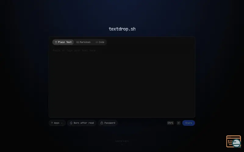Screenshot of textdrop.sh
