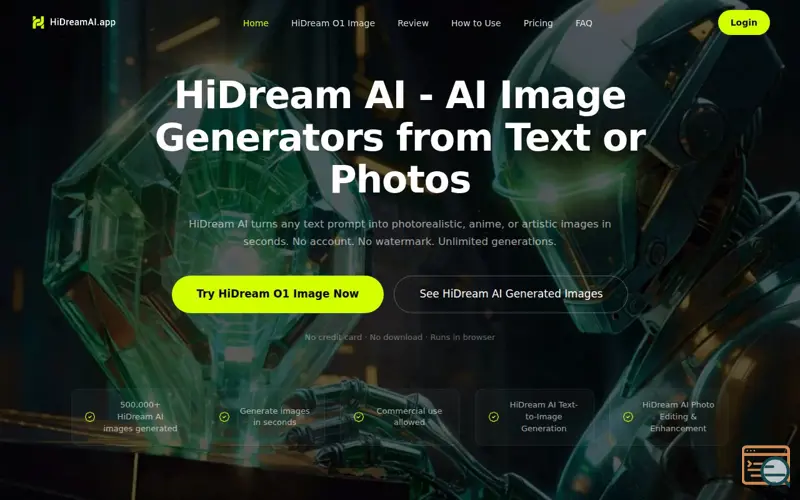 Screenshot of Hidream AI