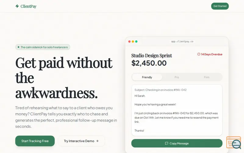 Screenshot of ClientPay