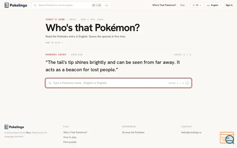 Screenshot of Pokelingo