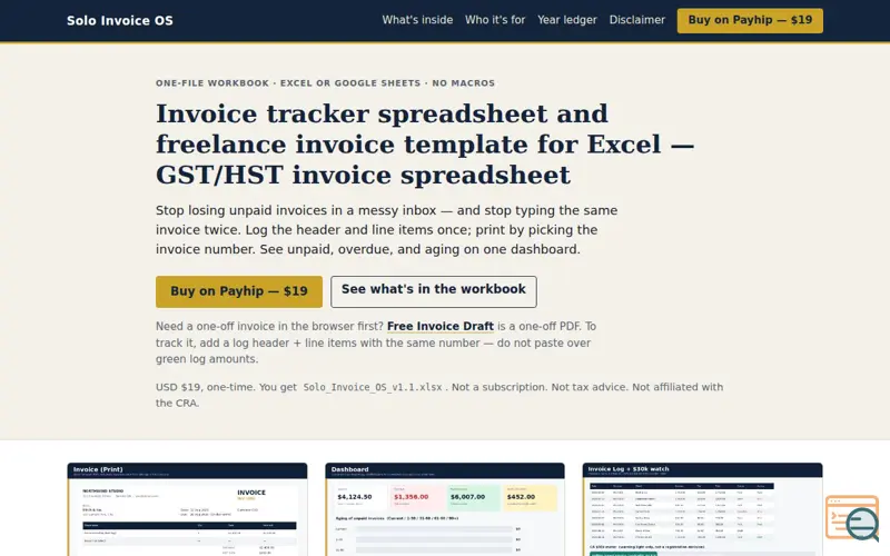 Screenshot of Solo Invoice OS