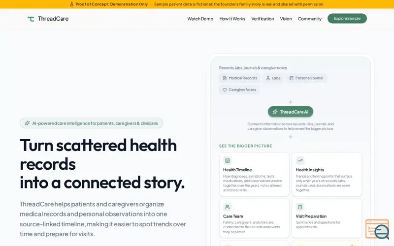 Screenshot of ThreadCare.Health