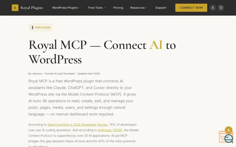 Screenshot of Royal MCP, a launch using SEOBolt