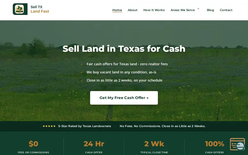 Screenshot of Sell TX Land Fast