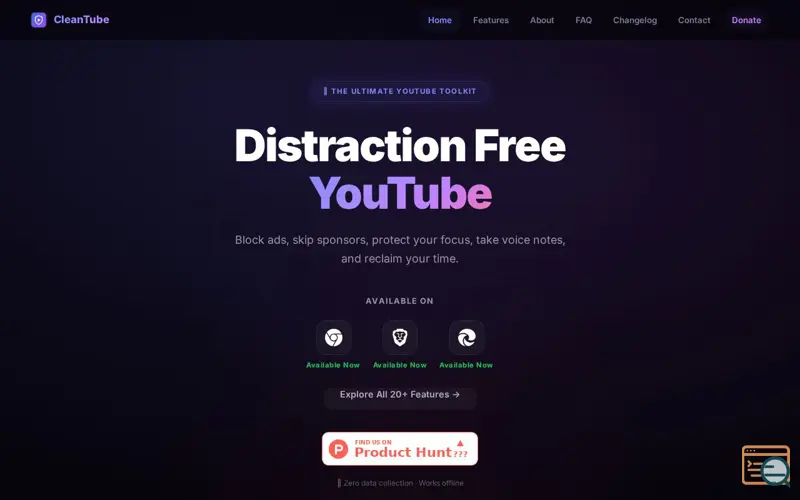 Screenshot of CleanTube