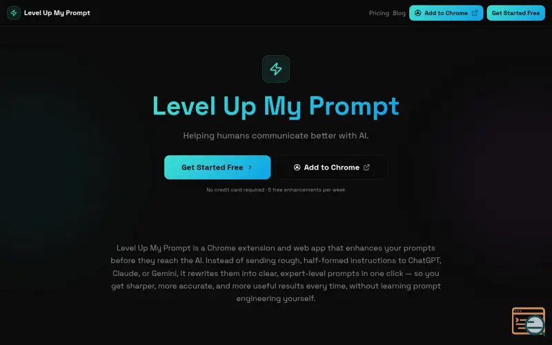 Screenshot of Level Up My Prompt
