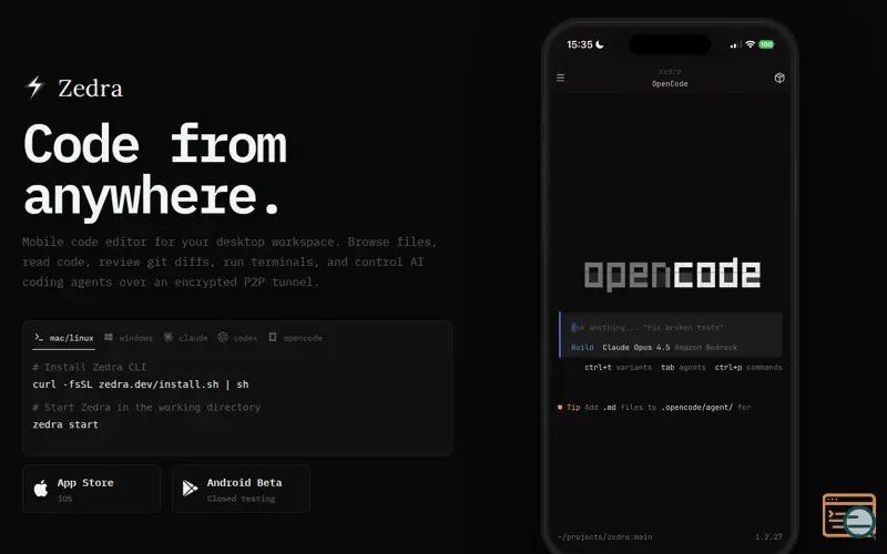 Screenshot of Zedra