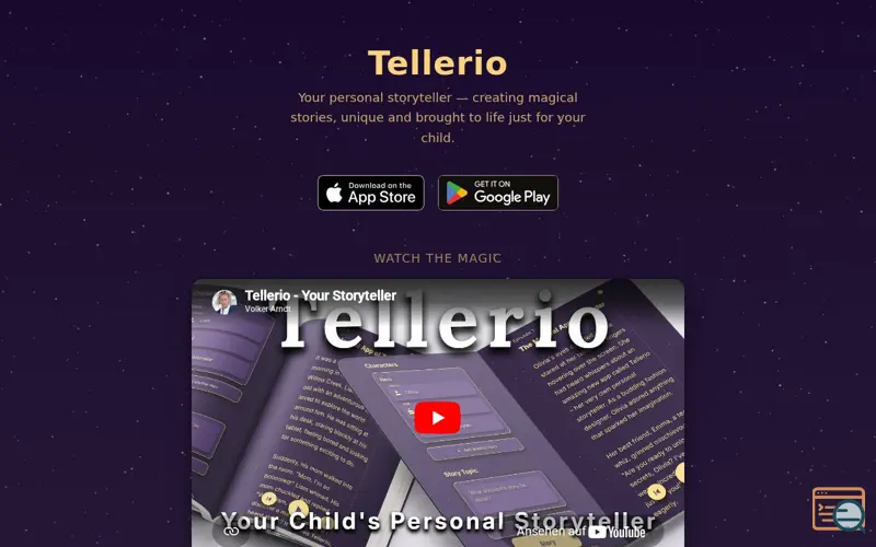 Screenshot of Tellerio — Your Personal Storyteller