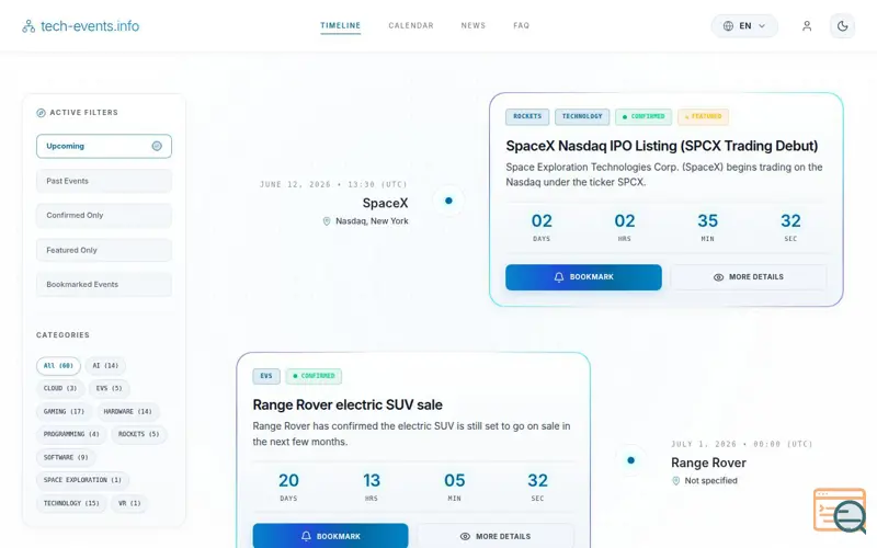 Screenshot of tech-events.info