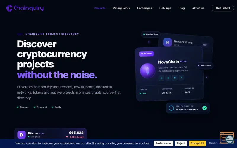 Screenshot of Chainquiry, a launch using WP Smush