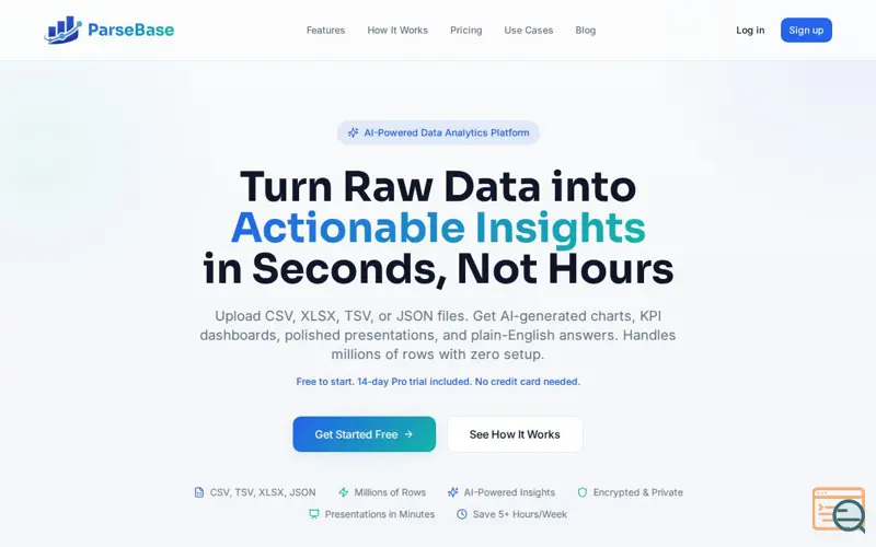 Screenshot of ParseBase