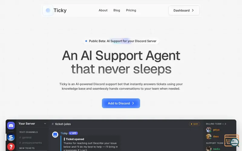 Screenshot of Ticky