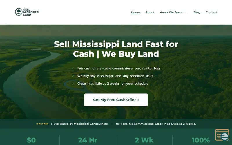 Screenshot of Sell Mississippi Land