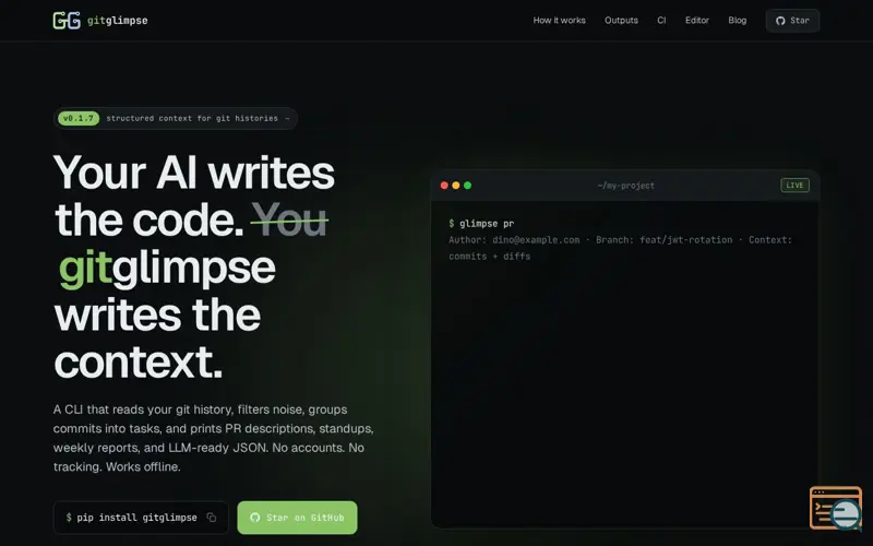 Screenshot of GitGlimpse