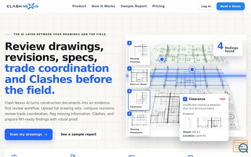 Screenshot of Clash Nexus AI | AI Construction Drawing Review