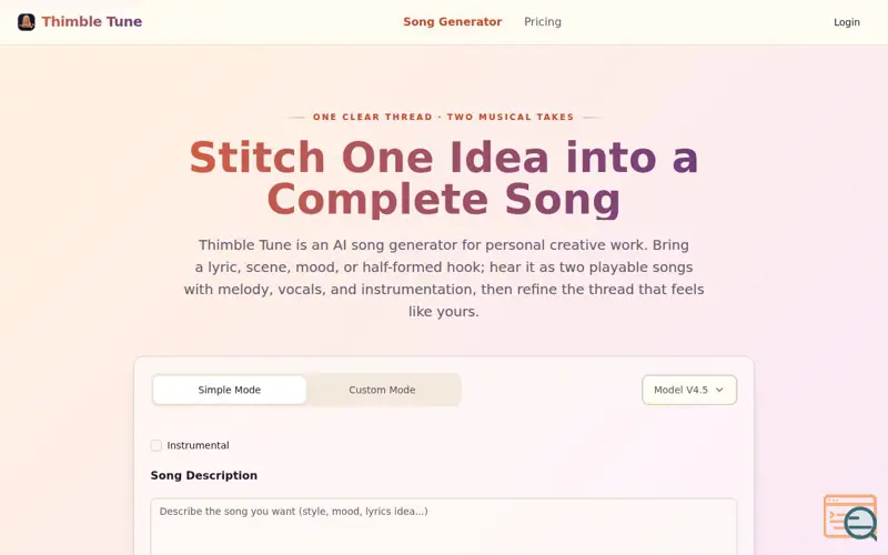 Screenshot of Thimble Tune