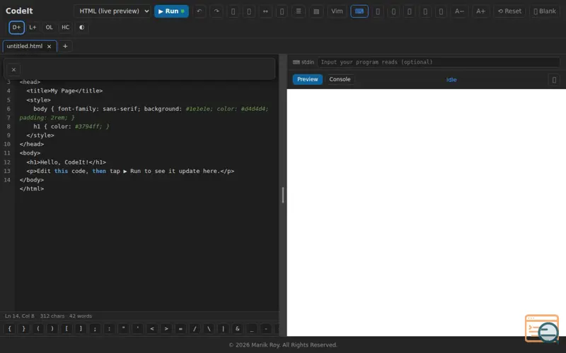 Screenshot of CodeIt — Run Code Anywhere