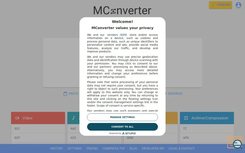 Screenshot of MConverter: Convert Files & Compress PDF, a launch using SuperHosting.bg Email
