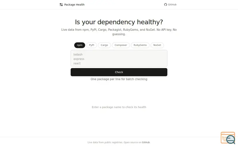 Screenshot of Package Health