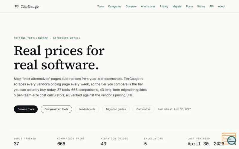 Screenshot of TierGauge