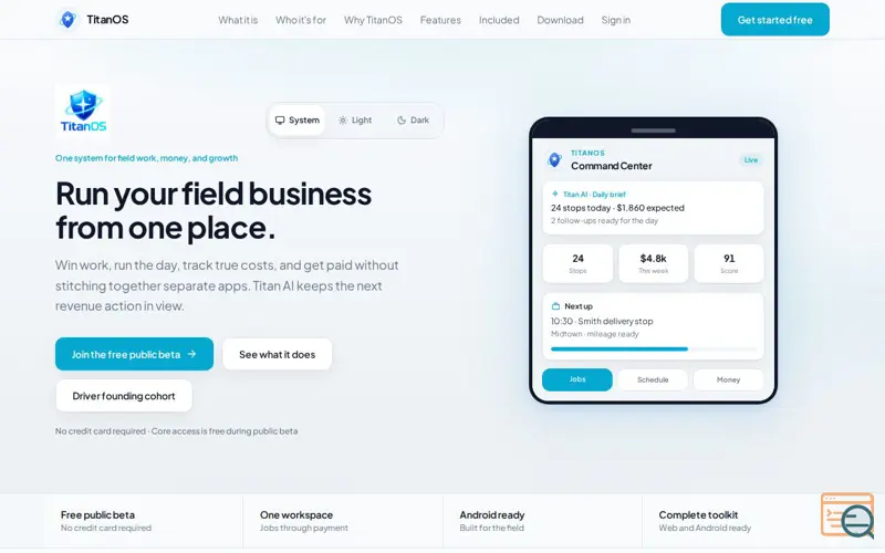Screenshot of TitanOS