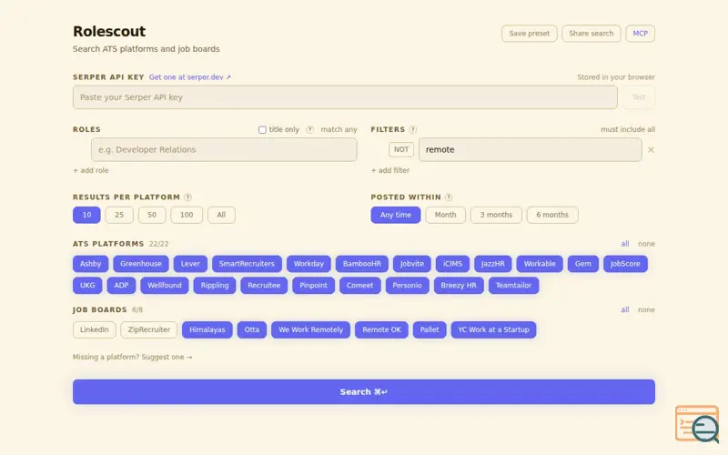 Screenshot of Rolescout