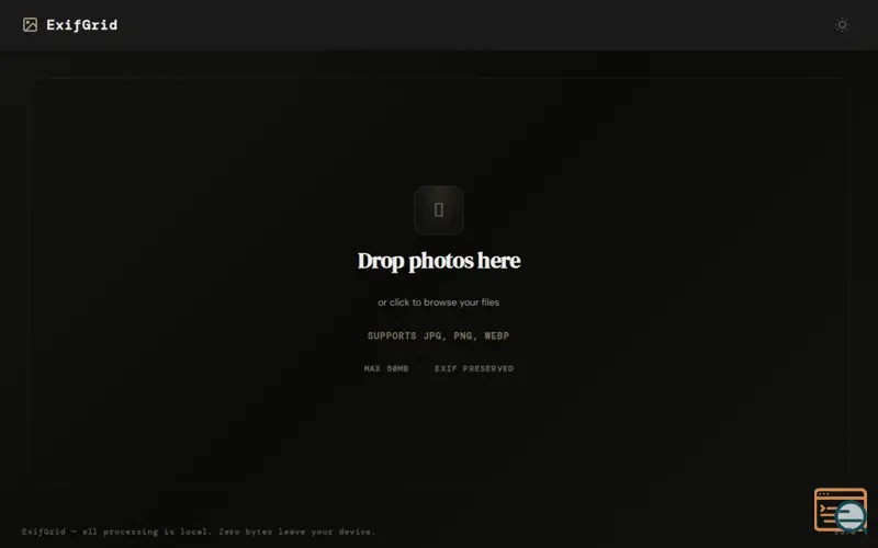 Screenshot of ExifGrid