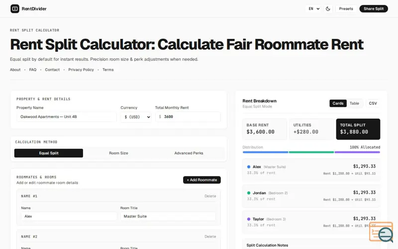 Screenshot of RentDivider