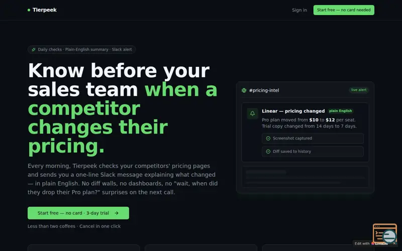 Screenshot of Tierpeek