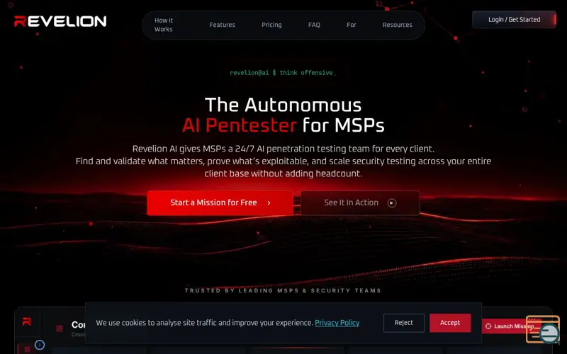 Screenshot of Revelion AI, a launch using Abacus.AI