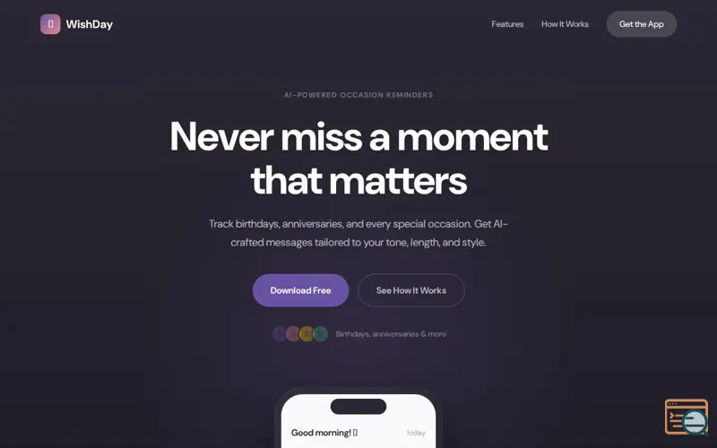 Screenshot of WishDay: AI Occasion Reminders & Wishes