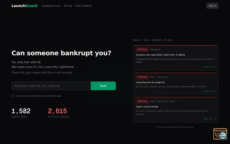 Screenshot of LaunchGuard