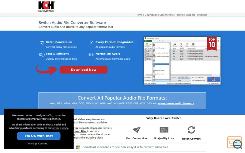 Screenshot of Switch: Newly AI-powered audio converter, a launch using DNSMadeEasy