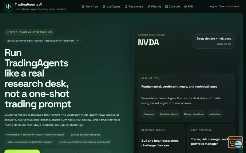 Screenshot of TradingAgents AI