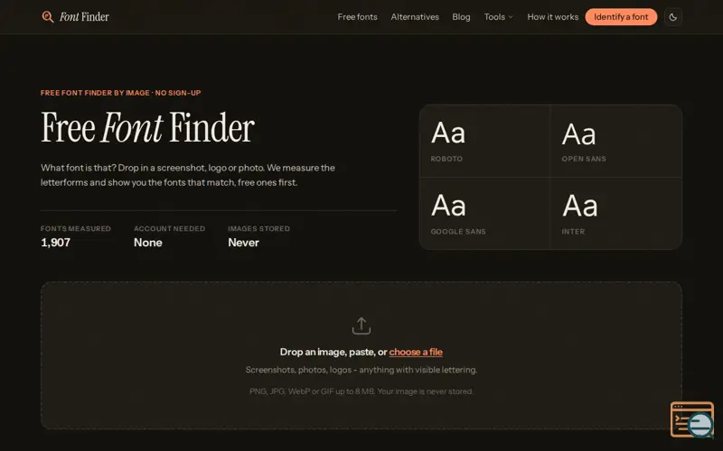 Screenshot of Font Finder - Identify Any Font From an Image, Free