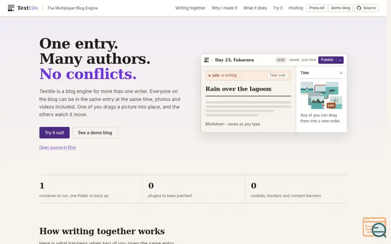 Screenshot of Texttile