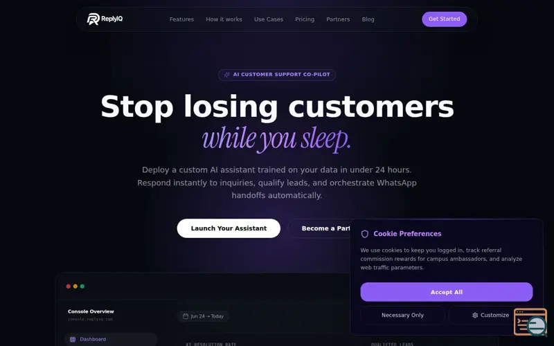 Screenshot of ReplyIQ