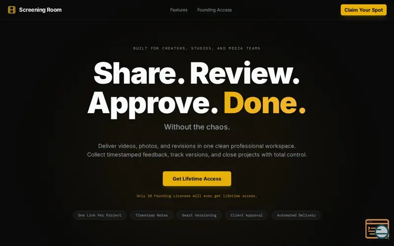 Screenshot of Screening Room