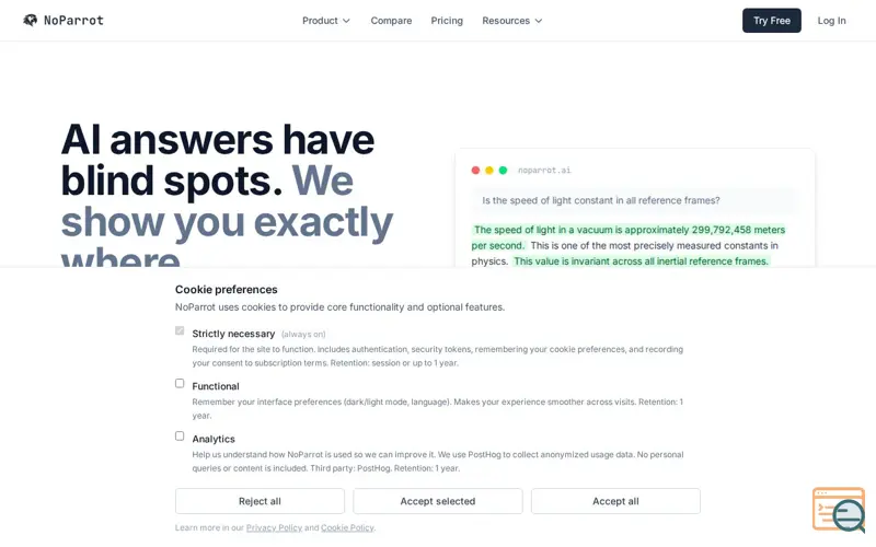 Screenshot of NoParrot