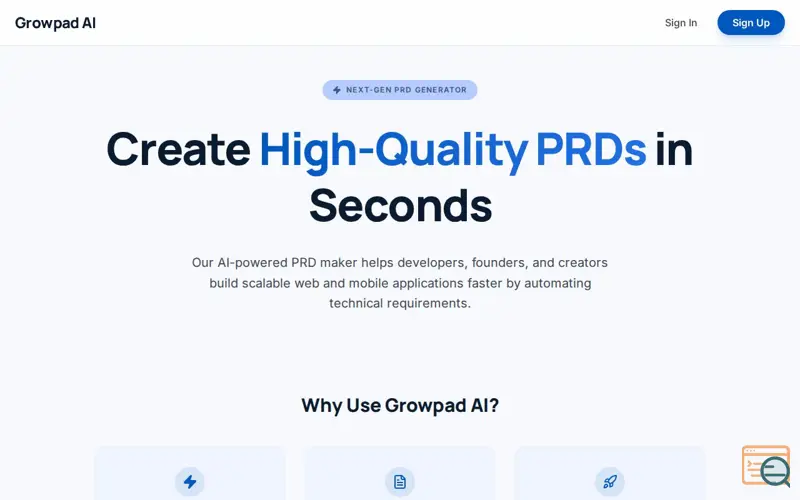 Screenshot of Growpad AI
