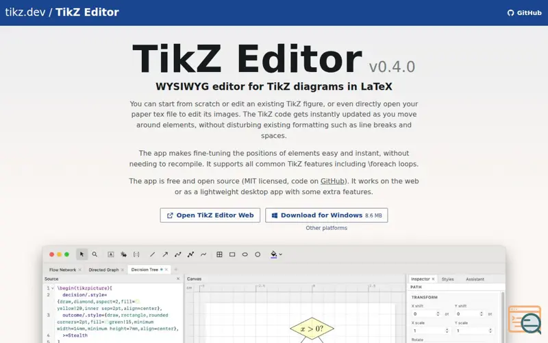 Screenshot of TikZ Editor