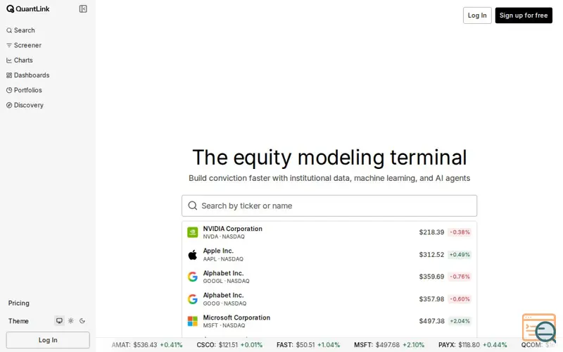 Screenshot of QuantLink, a launch using Vercel Blob
