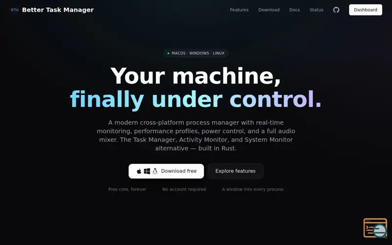Screenshot of Better Task Manager