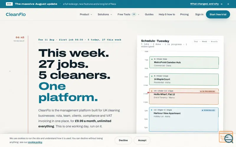 Screenshot of CleanFlo